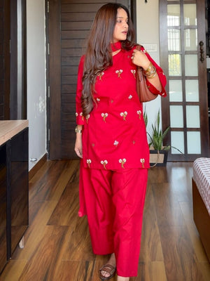 FARSHII SALWAR" EMBROIDERY KURTA PANT WITH DUPPATA SET