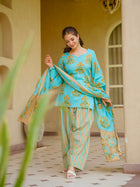 Premium Pure Cambric Cotton Digital Printed Kurta Farshi Pant Suit Set