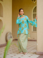 Premium Pure Cambric Cotton Digital Printed Kurta Farshi Pant Suit Set