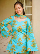 Premium Pure Cambric Cotton Digital Printed Kurta Farshi Pant Suit Set