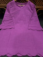 Pure Cotton Slub Scallop Cutwork Co-Ord Set (Tunic Top with Flared Palazzo Pants)