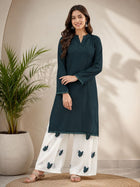 Rich Maroon Pure Cotton Embroidered Casual Kurti