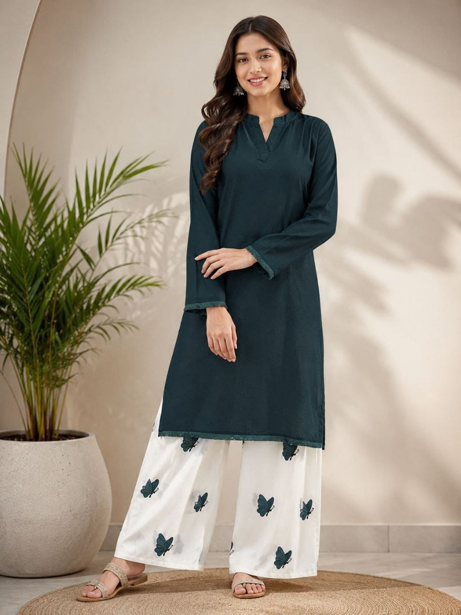 Rich Maroon Pure Cotton Embroidered Casual Kurti